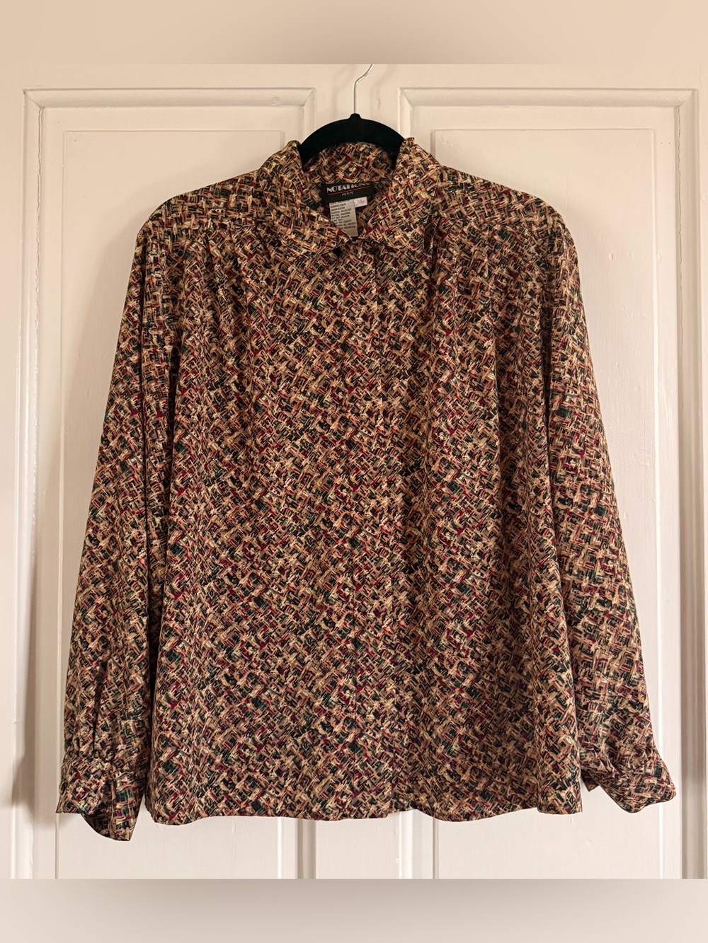 Multicolor Geometric Print Button-Up Blouse